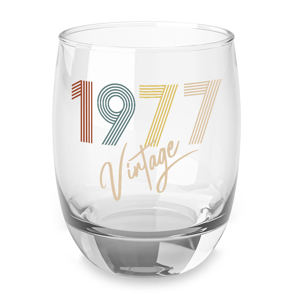 Vintage 1977 Birthday Whiskey Glass