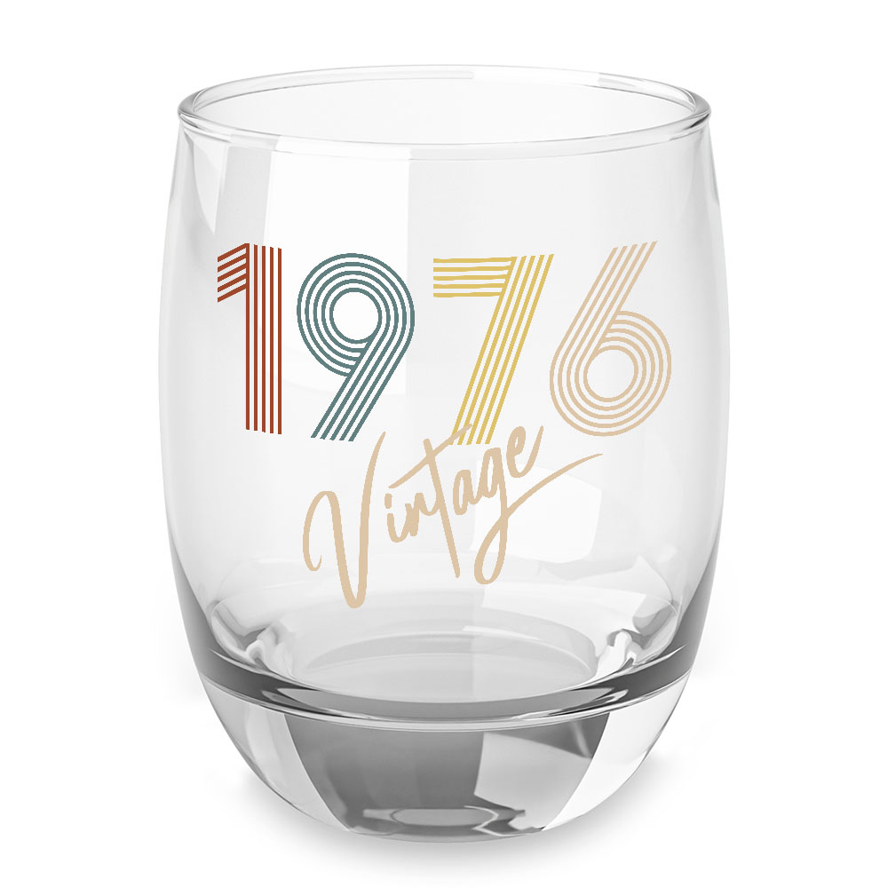 Vintage 1976 Birthday Whiskey Glass