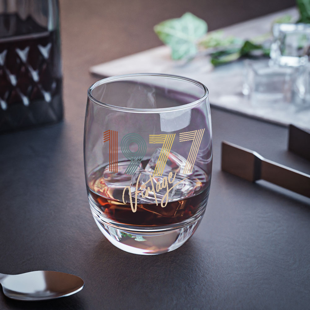 Vintage 1977 Birthday Whiskey Glass