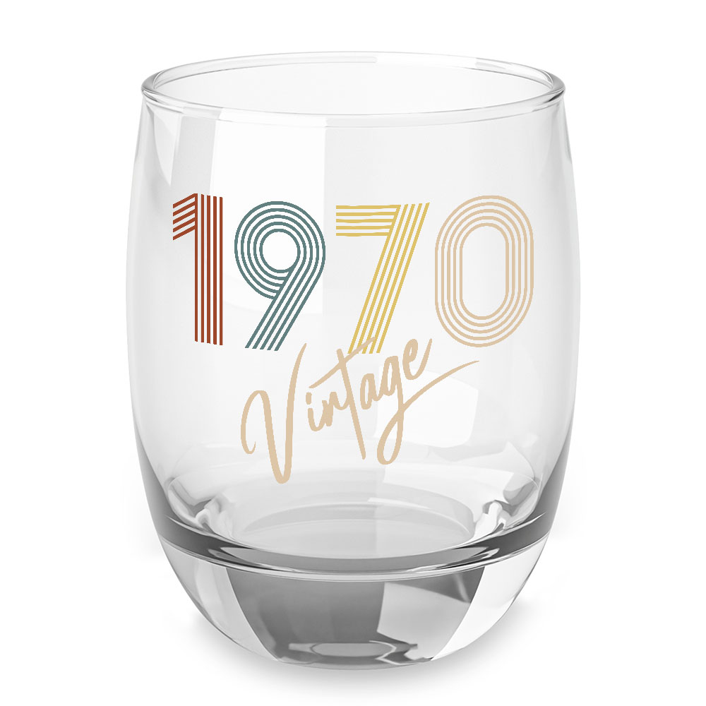 Vintage 1970 Birthday Whiskey Glass