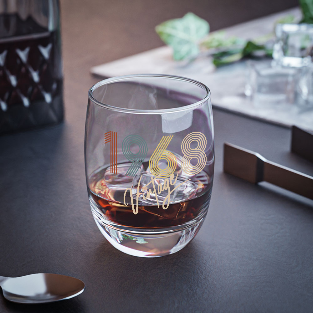 Vintage 1968 Birthday Whiskey Glass