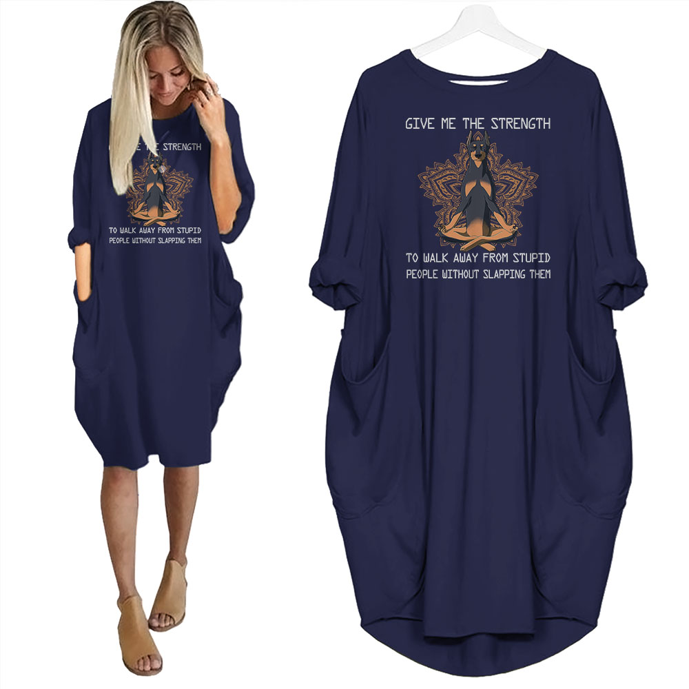 Doberman Pinscher Print Pocket Dress Funny Saying