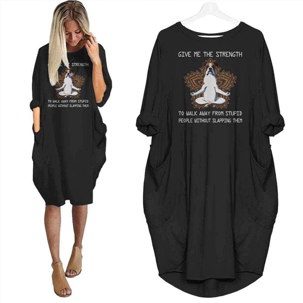 Boxer Print Pocket Dress Funny Saying