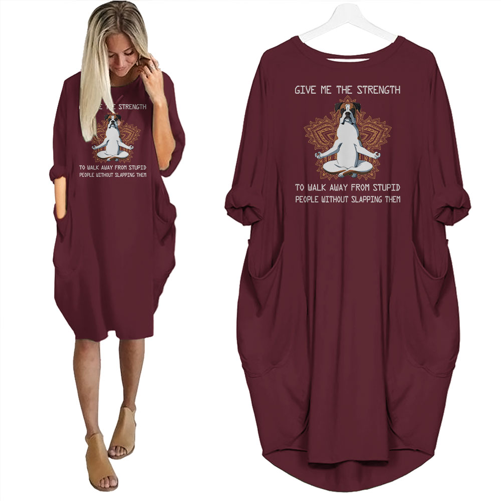 Boxer Print Pocket Dress Funny Saying