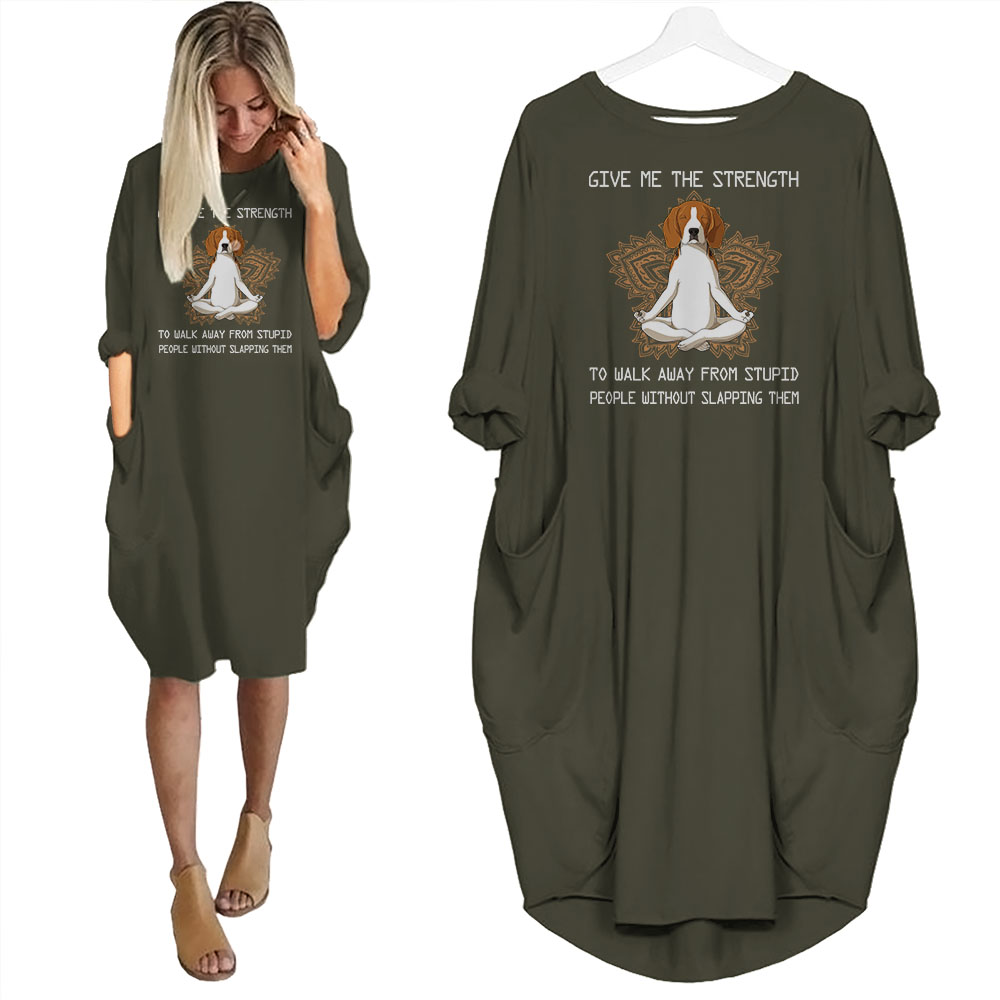 Beagle Dog Print Pocket Dress Funny Saying