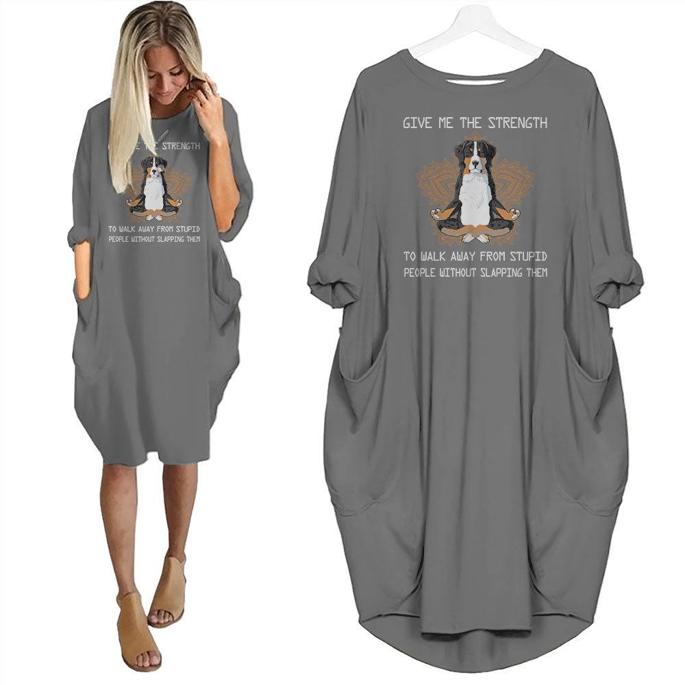 Australian Shepherd Dog Print Pocket Dress Funny Saying