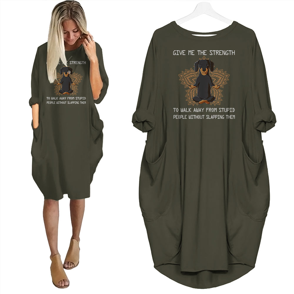 Dachshund Print Pocket Dress Funny Saying