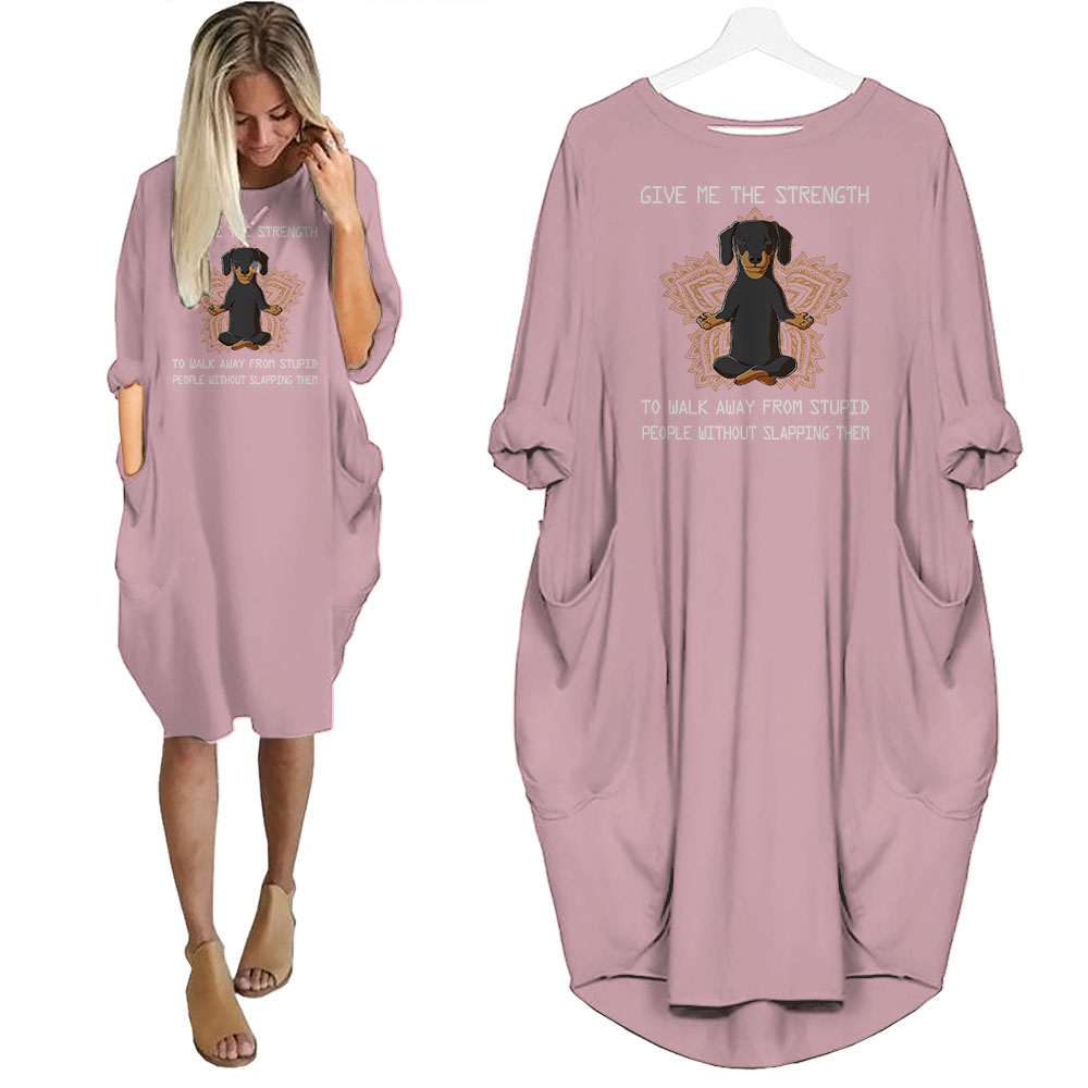 Dachshund Print Pocket Dress Funny Saying