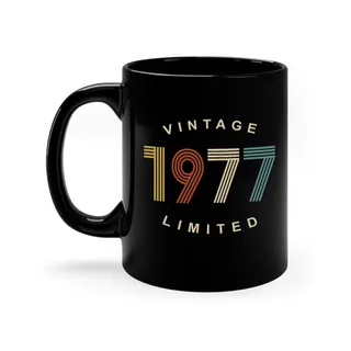 Limited Edition 1977 Birthday Black Coffee Mug