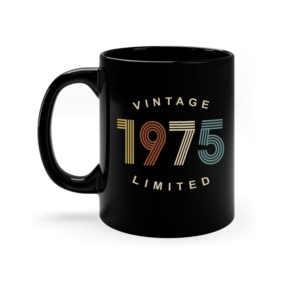 Limited Edition 1975 Birthday Black Coffee Mug