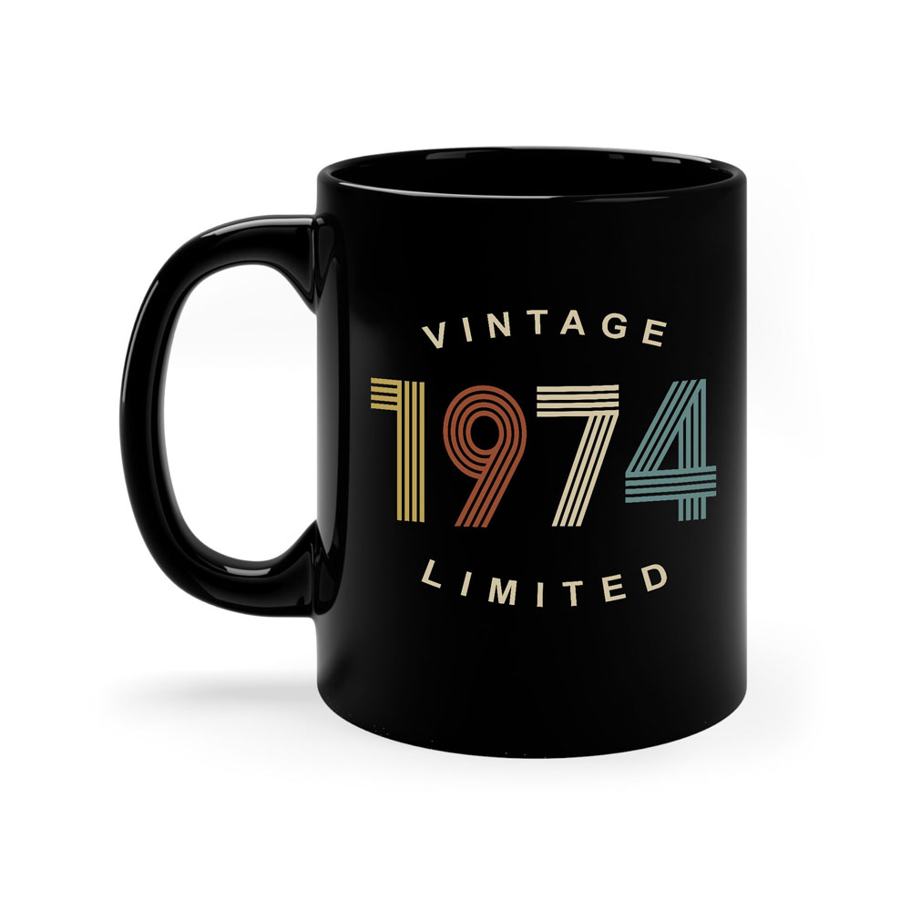 Limited Edition 1974 Birthday Black Coffee Mug