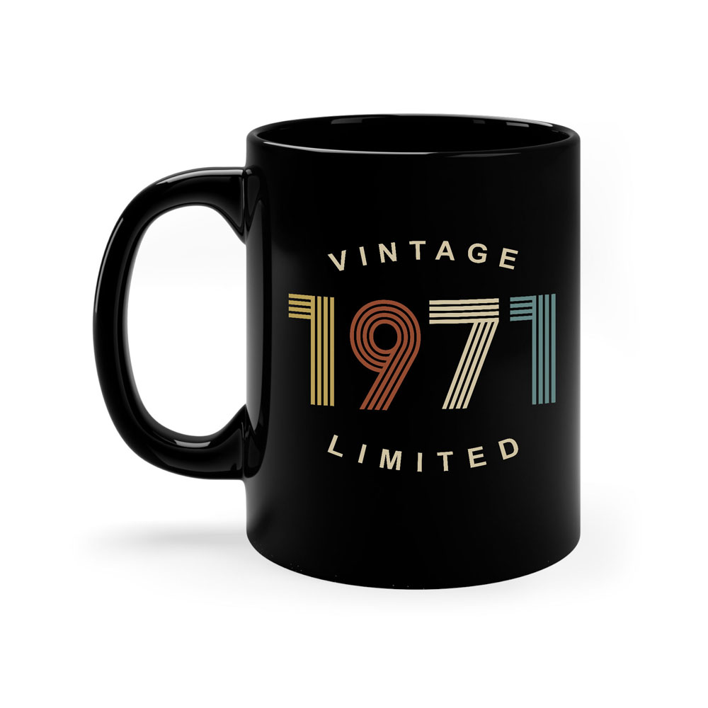 Limited Edition 1971 Birthday Black Coffee Mug