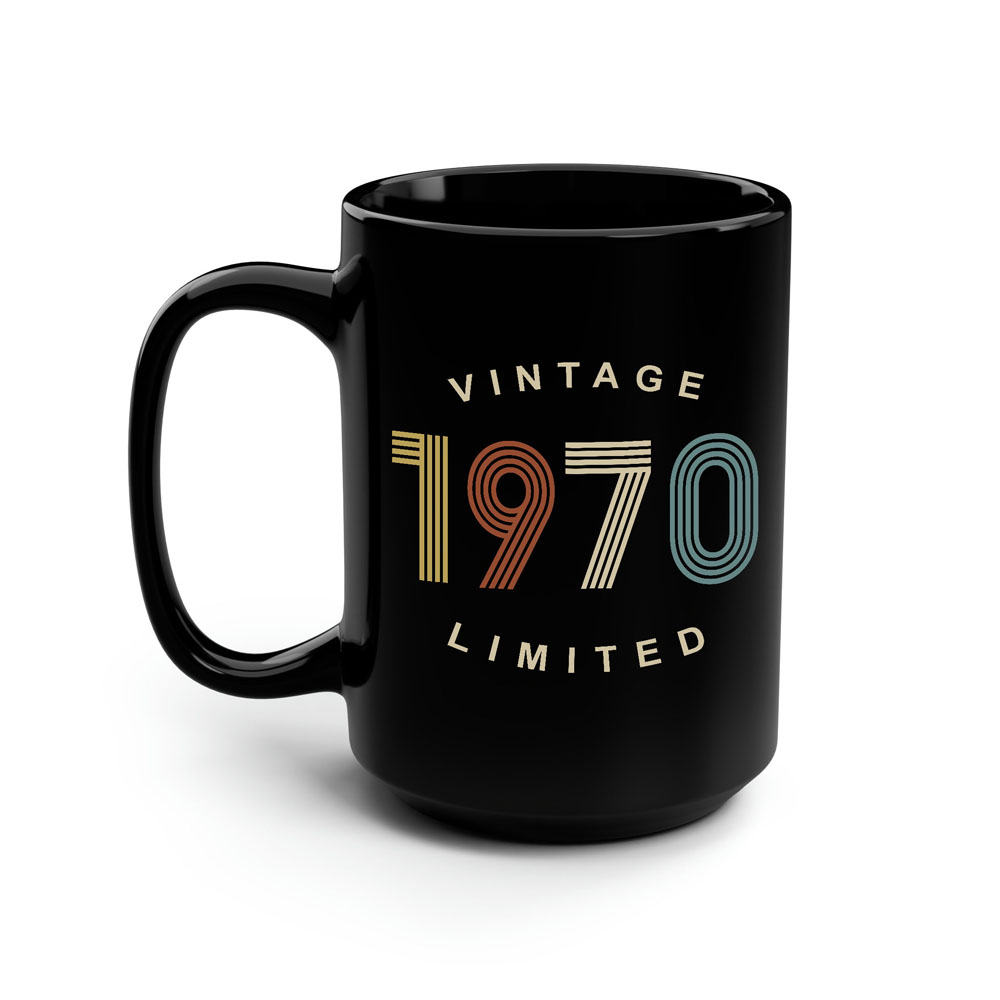 Limited Edition 1970 Birthday Black Coffee Mug