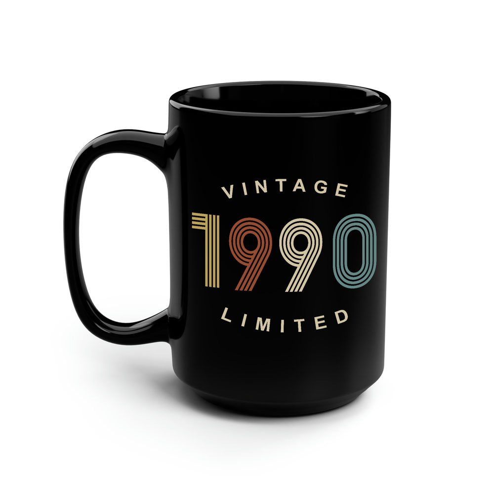 Limited Edition 1990 Birthday Black Coffee Mug