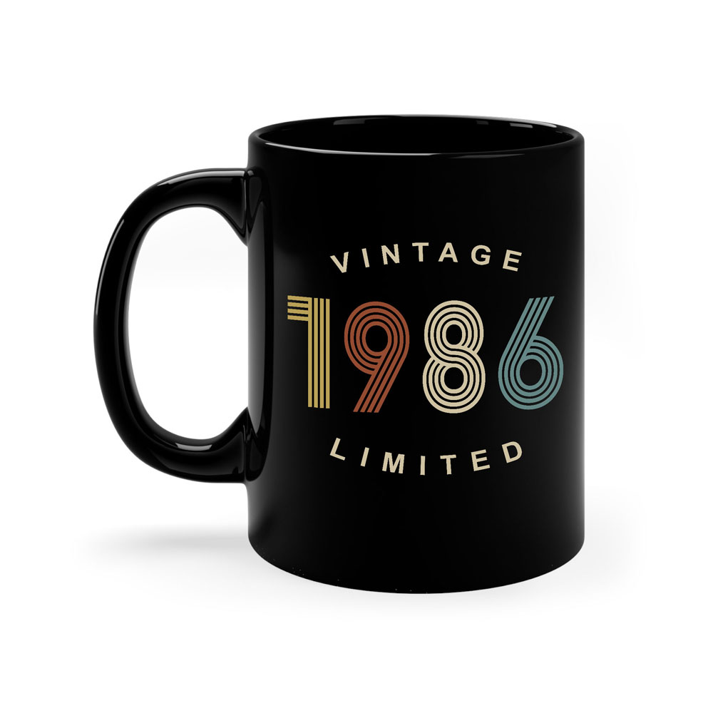 Limited Edition 1986 Birthday Black Coffee Mug