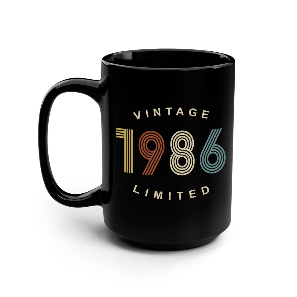 Limited Edition 1986 Birthday Black Coffee Mug