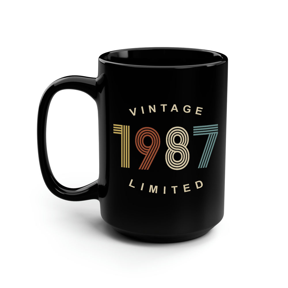 Limited Edition 1987 Birthday Black Coffee Mug