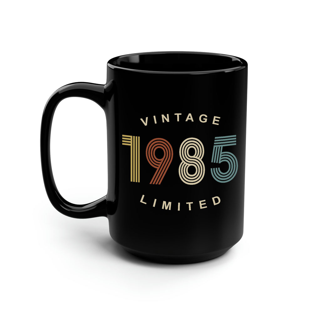 Limited Edition 1985 Birthday Black Coffee Mug