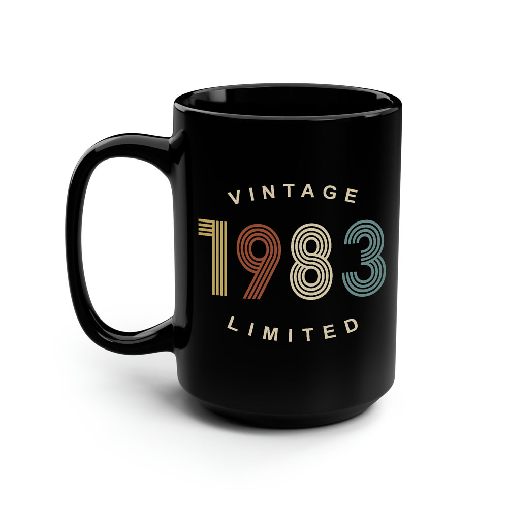 Limited Edition 1983 Birthday Black Coffee Mug