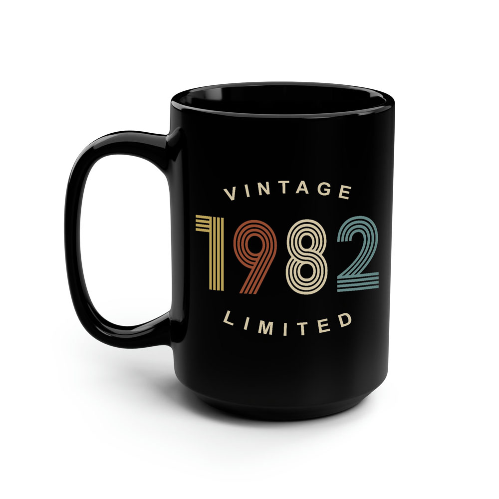 Limited Edition 1982 Birthday Black Coffee Mug