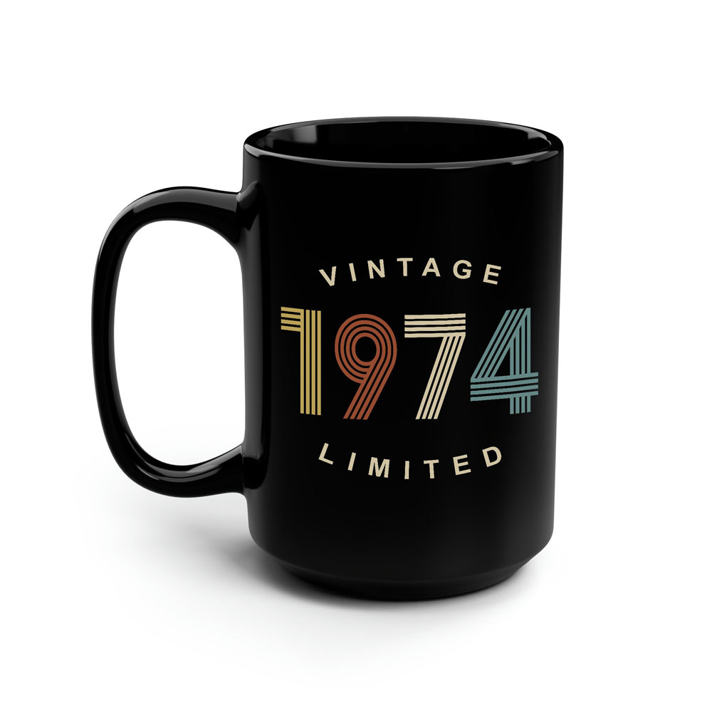 Limited Edition 1974 Birthday Black Coffee Mug