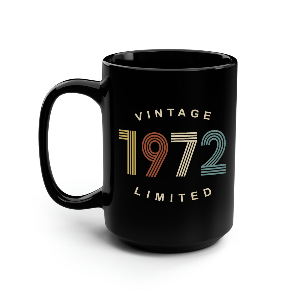 Limited Edition 1972 Birthday Black Coffee Mug