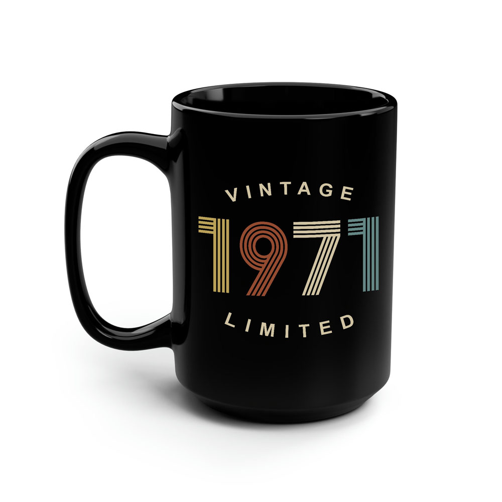 Limited Edition 1971 Birthday Black Coffee Mug