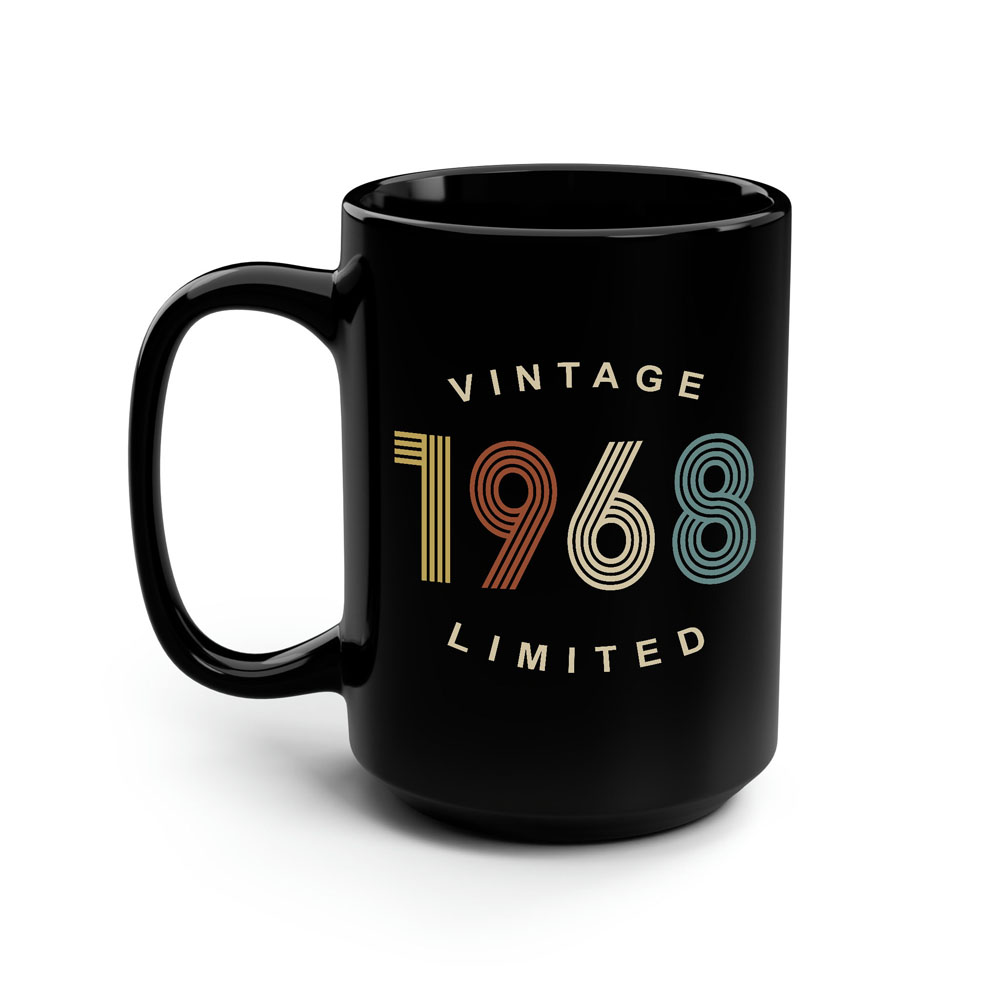 Limited Edition 1968 Birthday Black Coffee Mug