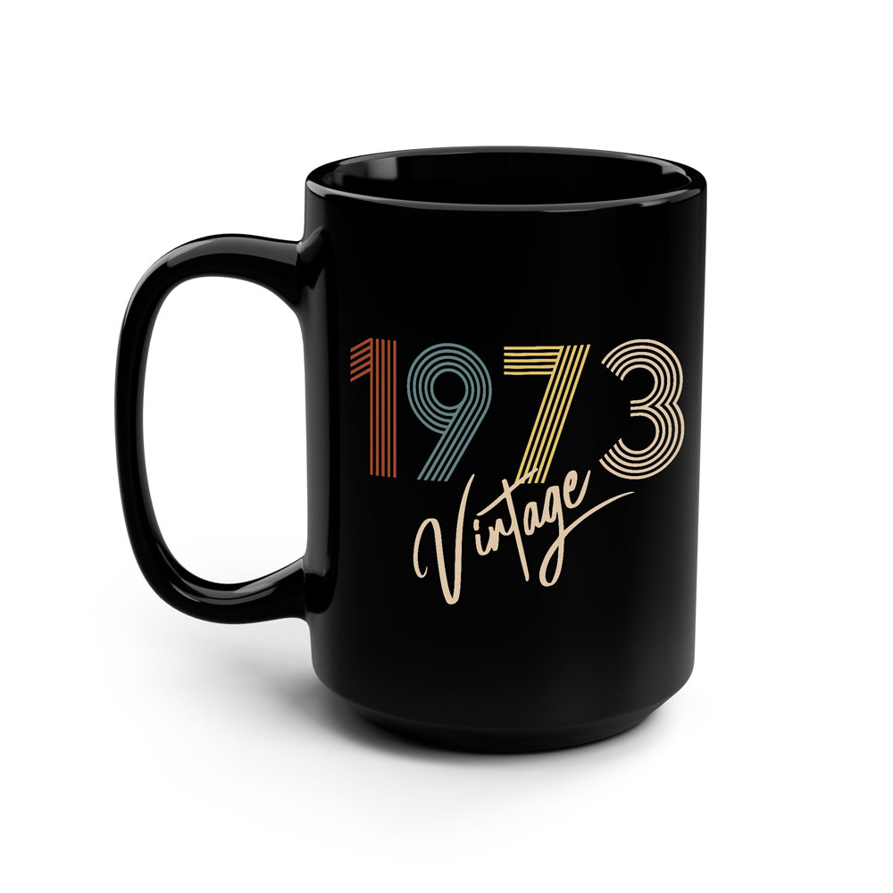 Limited Vintage 1973 Birthday Black Coffee Mug
