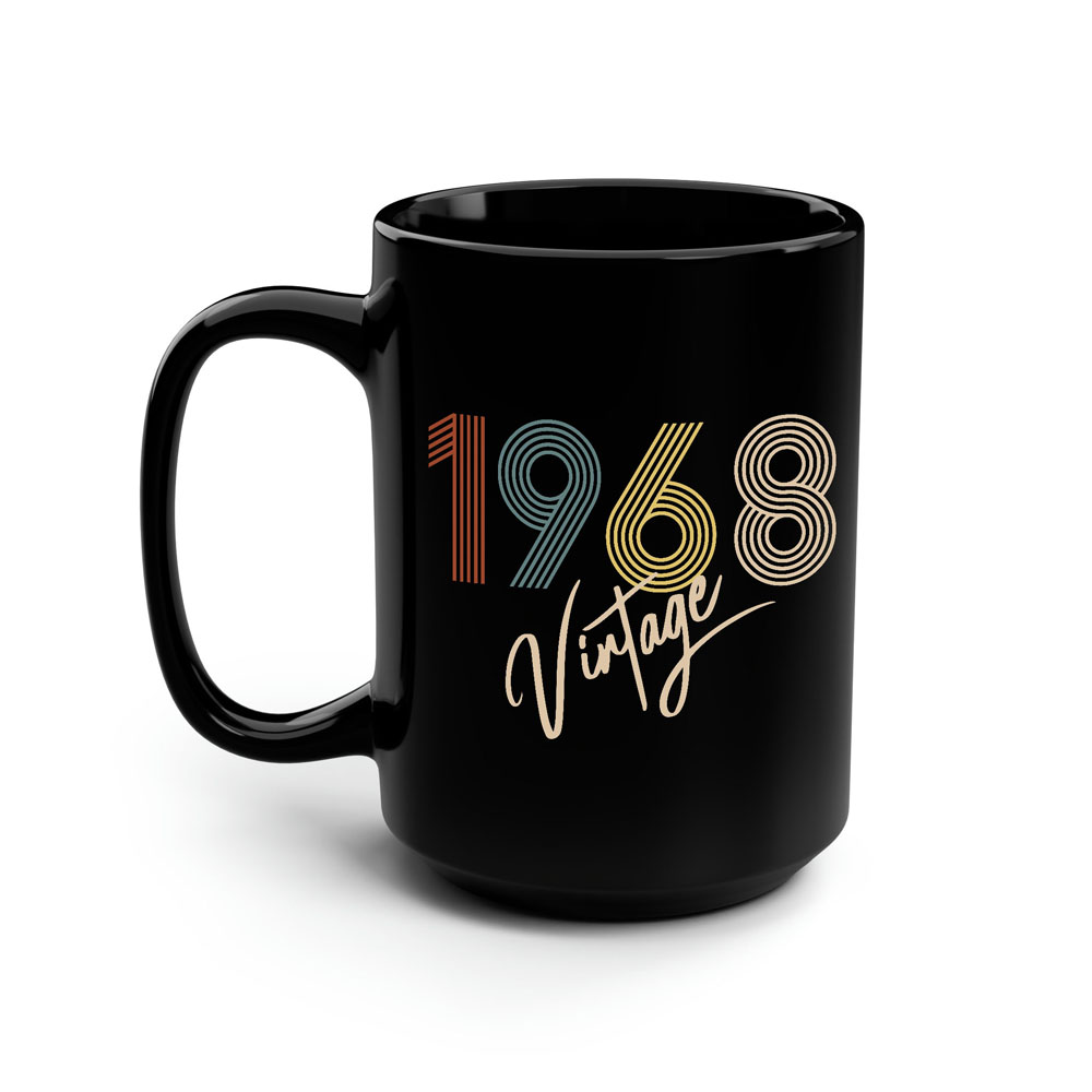 Limited Vintage 1968 Birthday Black Coffee Mug