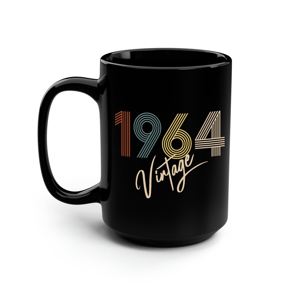 Limited Vintage 1964 Birthday Black Coffee Mug