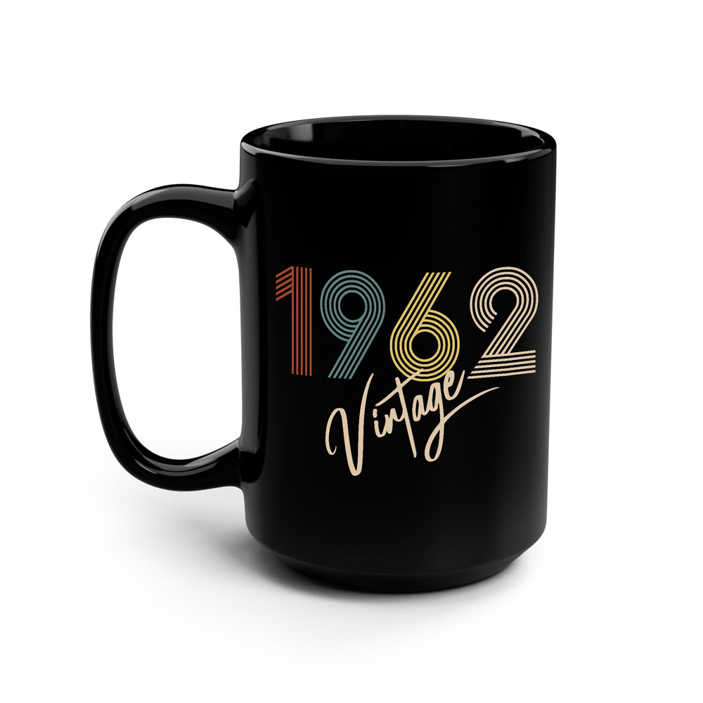 Limited Vintage 1962 Birthday Black Coffee Mug