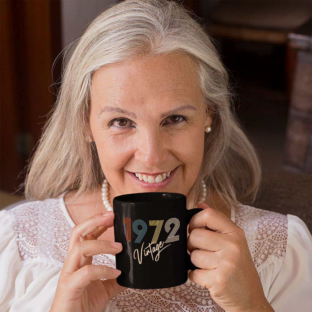 Limited Vintage 1972 Birthday Black Coffee Mug