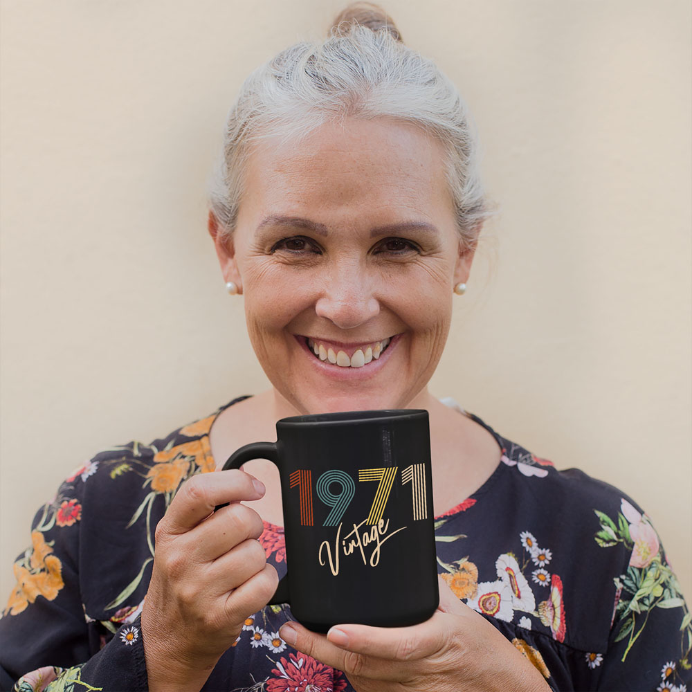 Limited Vintage 1971 Birthday Black Coffee Mug