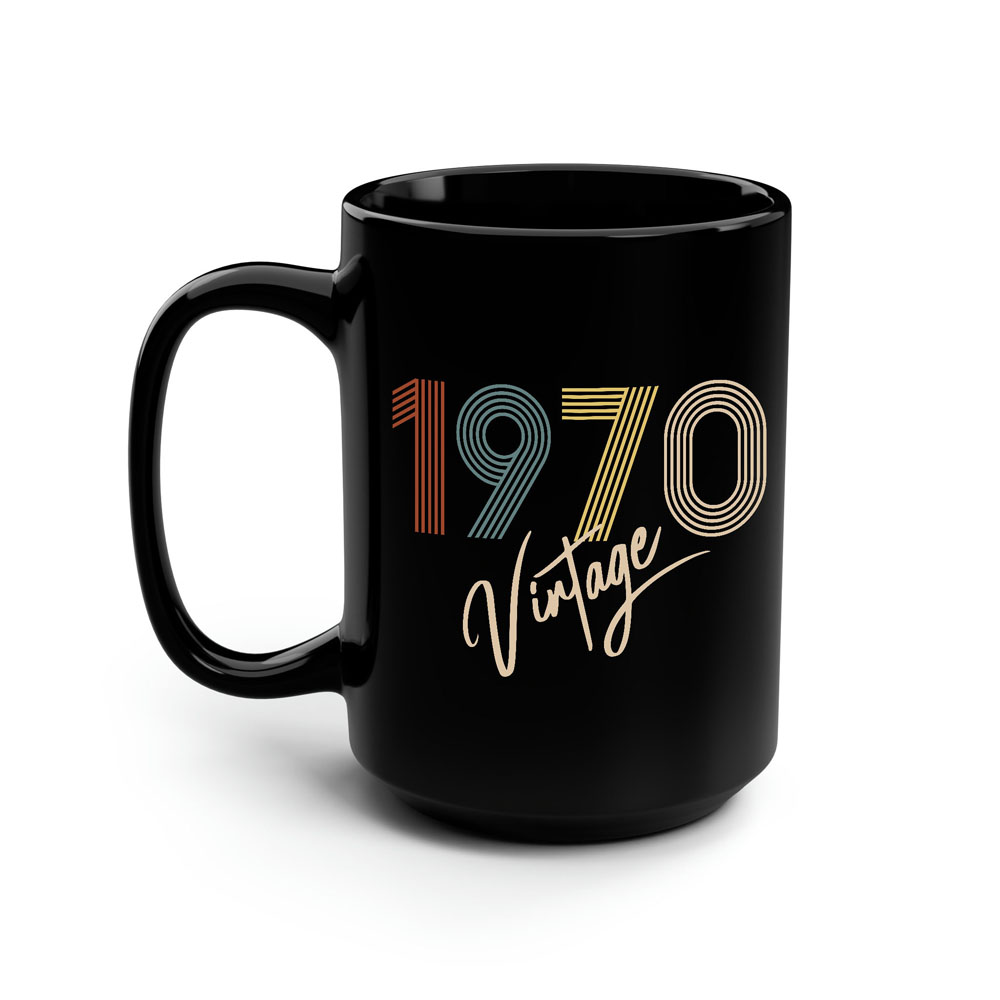 Limited Vintage 1970 Birthday Black Coffee Mug