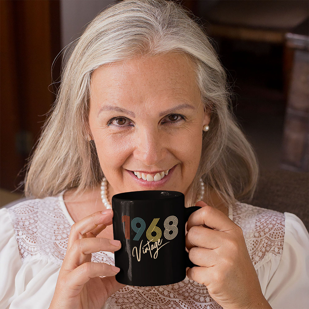 Limited Vintage 1968 Birthday Black Coffee Mug