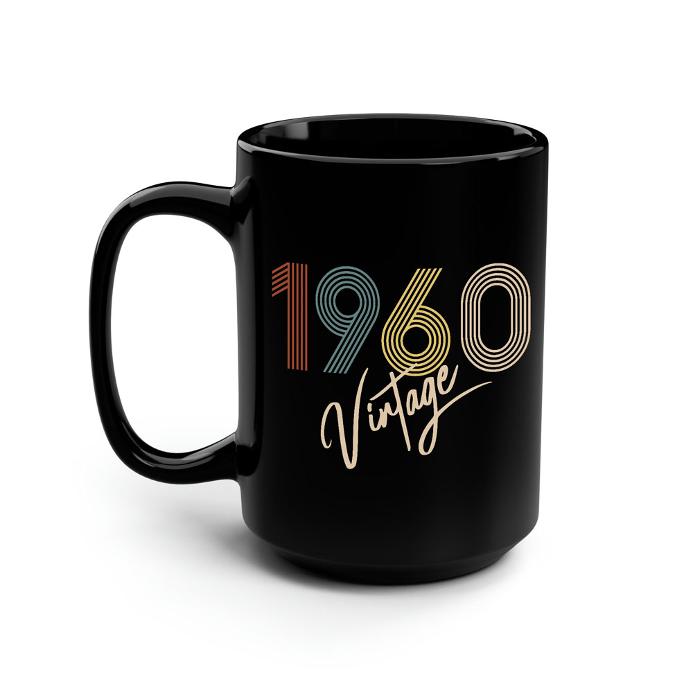 Limited Vintage 1960 Birthday Black Coffee Mug
