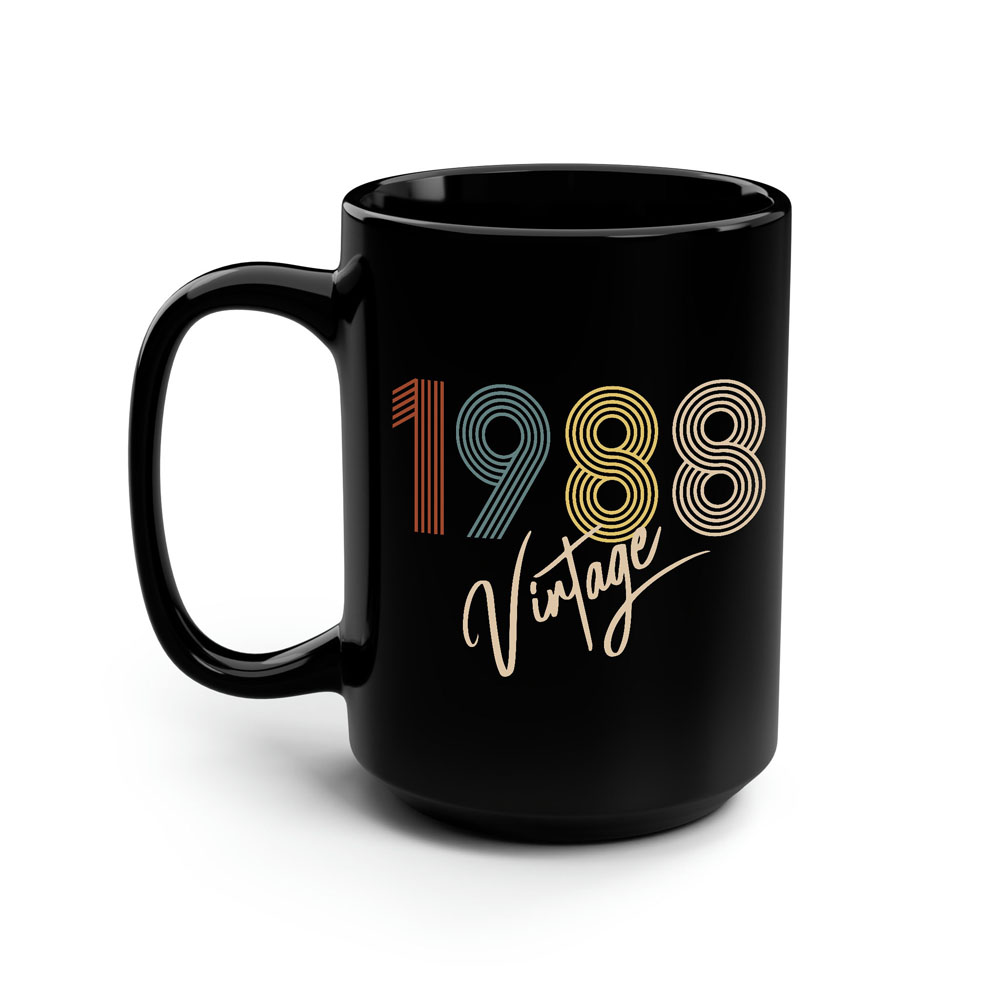 Limited Vintage 1988 Birthday Black Coffee Mug