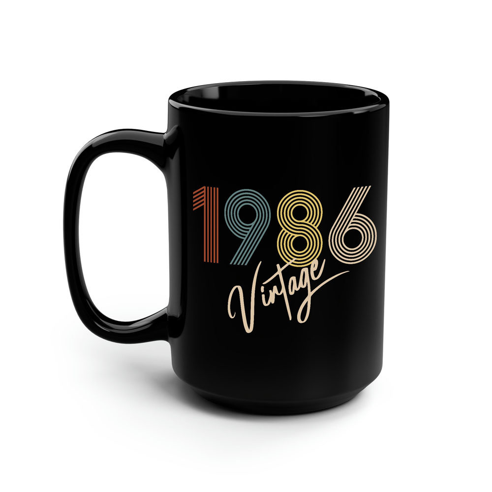 Limited Vintage 1986 Birthday Black Coffee Mug
