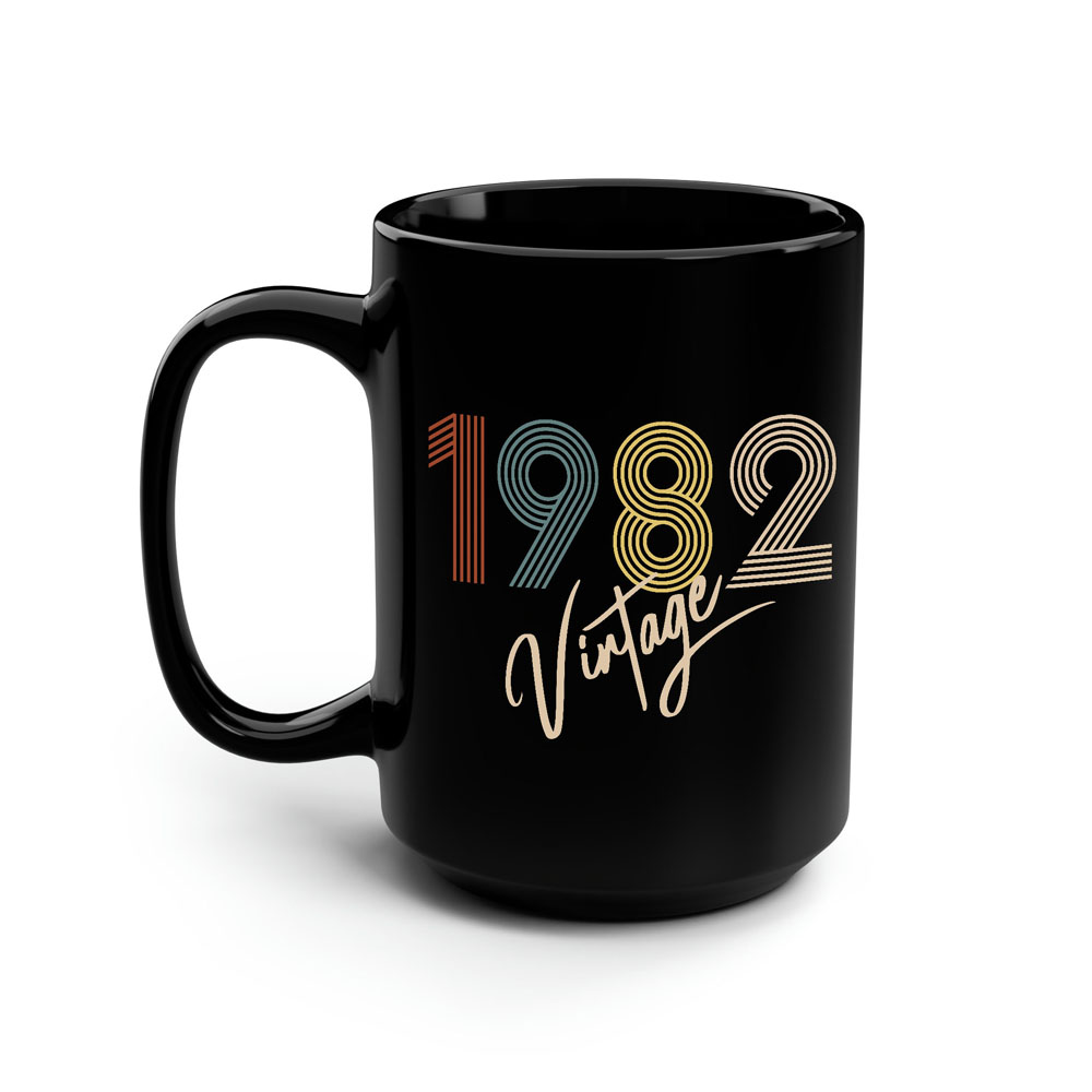 Limited Vintage 1982 Birthday Black Coffee Mug