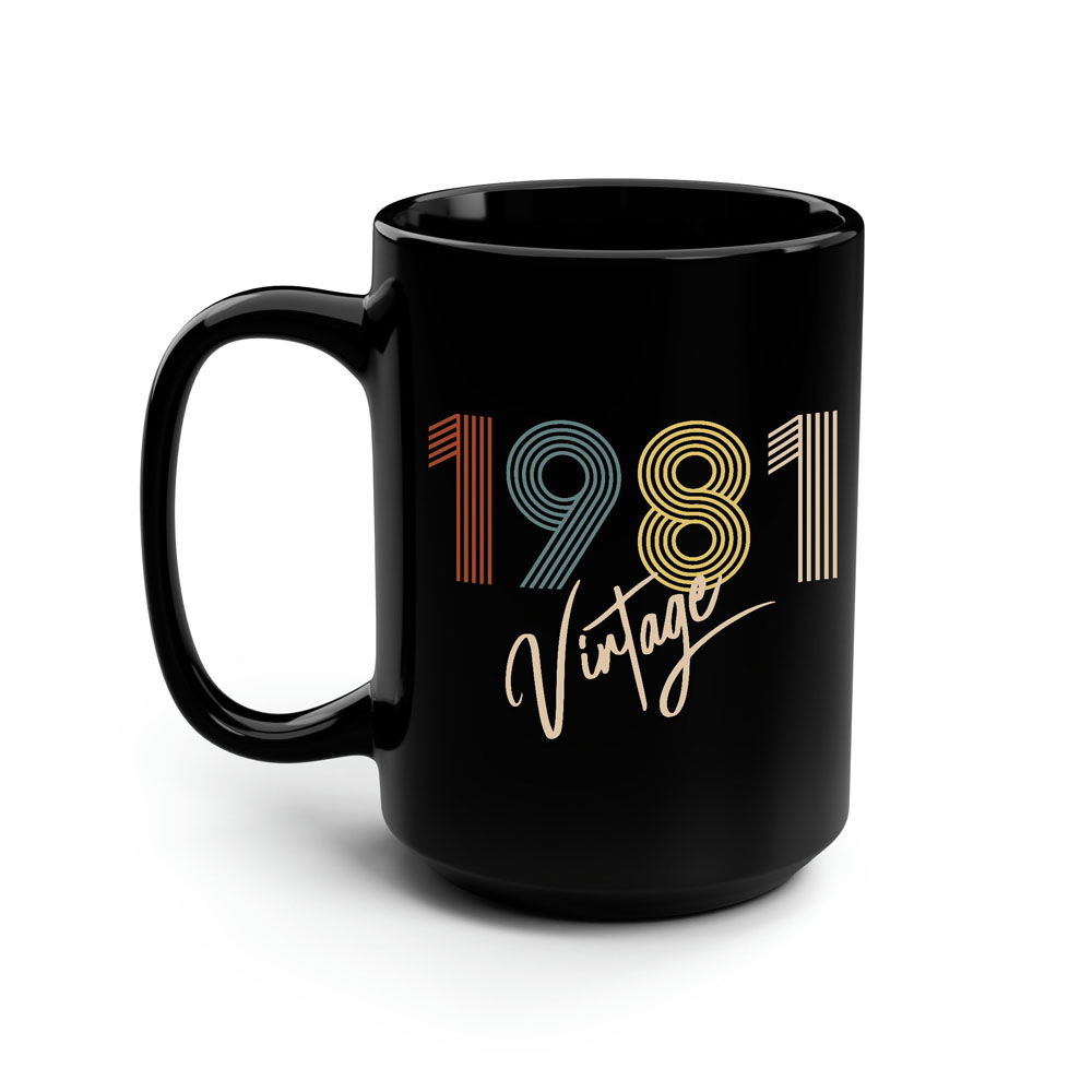 Limited Vintage 1981 Birthday Black Coffee Mug