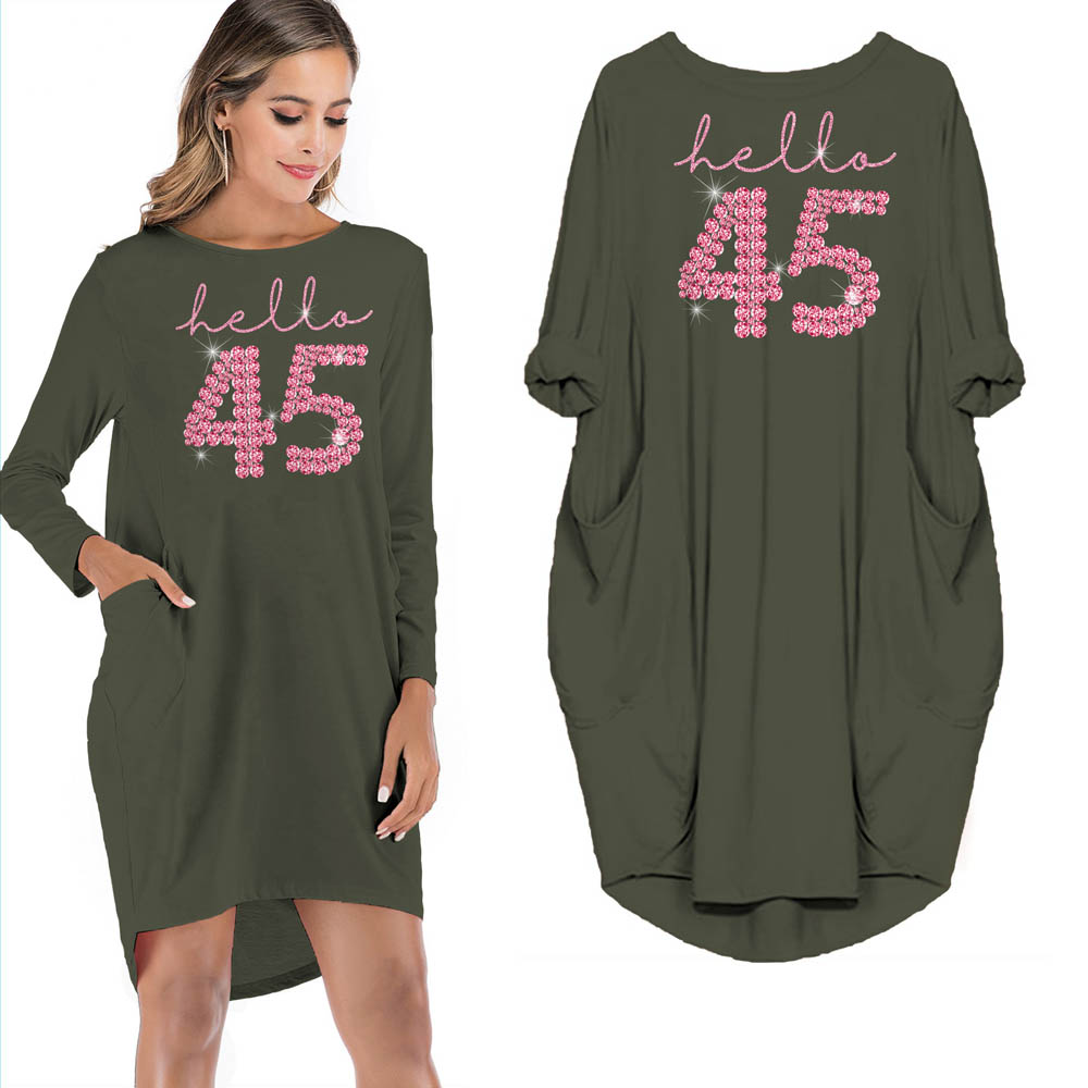 Hello 45 Birthday Pocket Dress