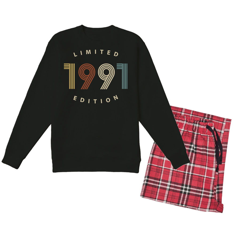 Limited 1991 Birthday Women's Crewneck Sweatshirt and Flannel Pants Set