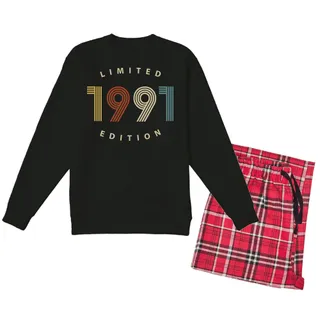 Limited 1991 Birthday Women's Crewneck Sweatshirt and Flannel Pants Set