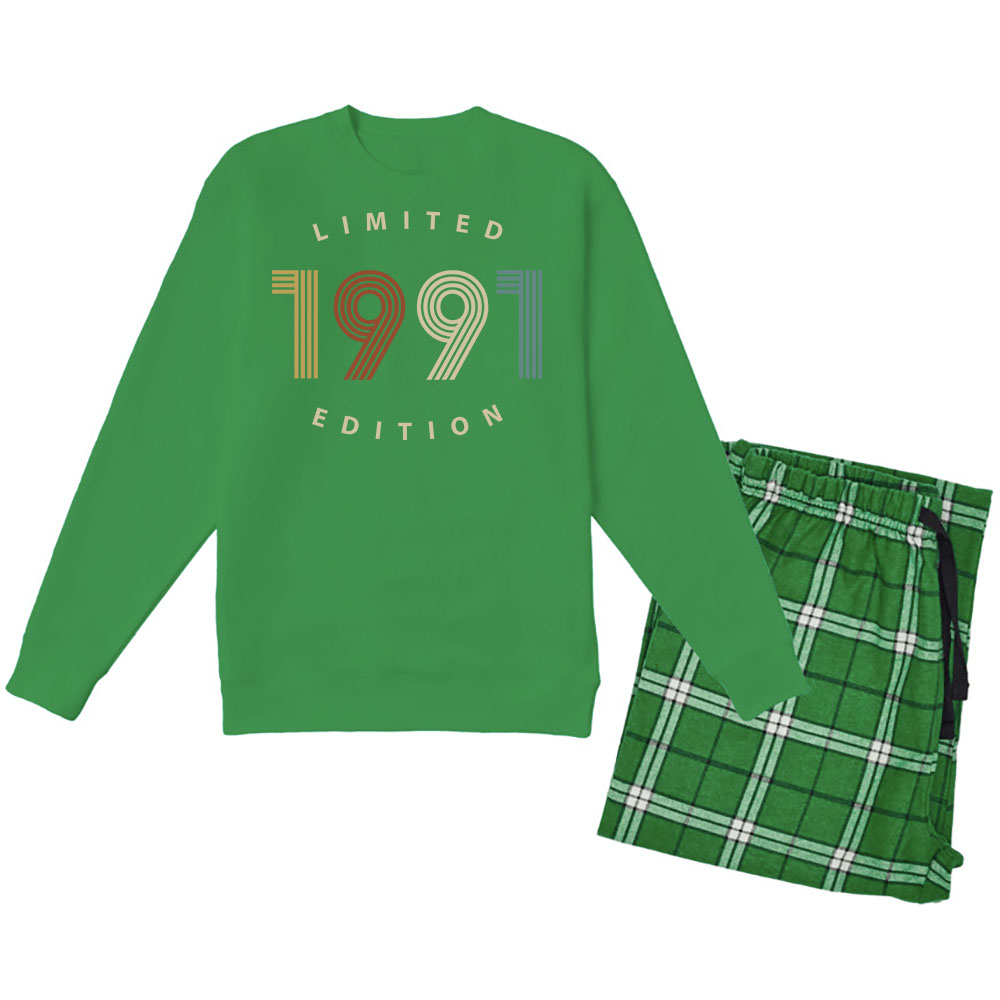 Limited 1991 Birthday Women's Crewneck Sweatshirt and Flannel Pants Set