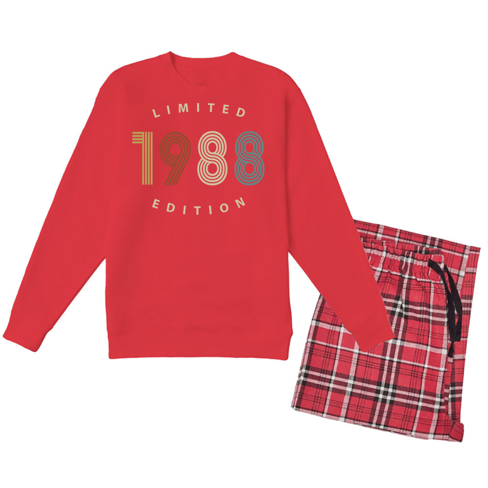 Limited 1988 Birthday Women's Crewneck Sweatshirt and Flannel Pants Set