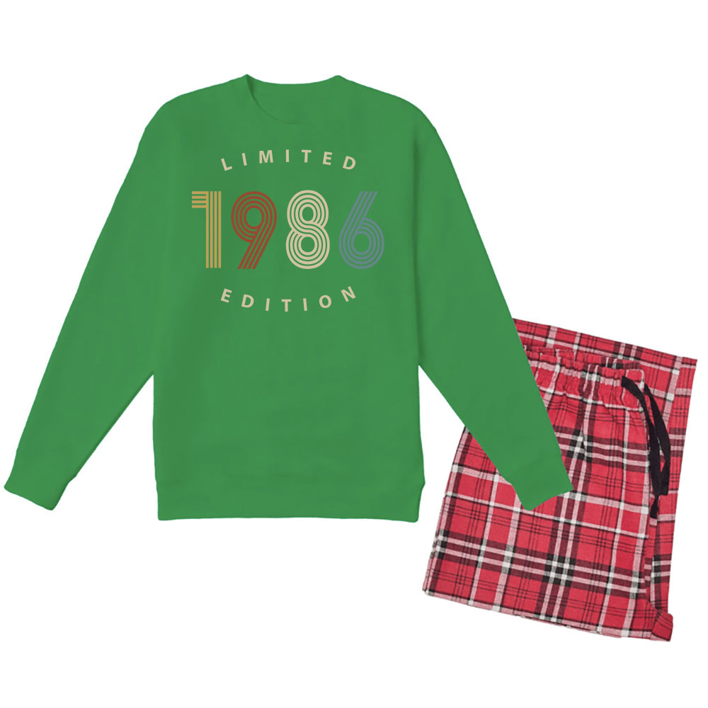 Limited 1986 Birthday Women's Crewneck Sweatshirt and Flannel Pants Set