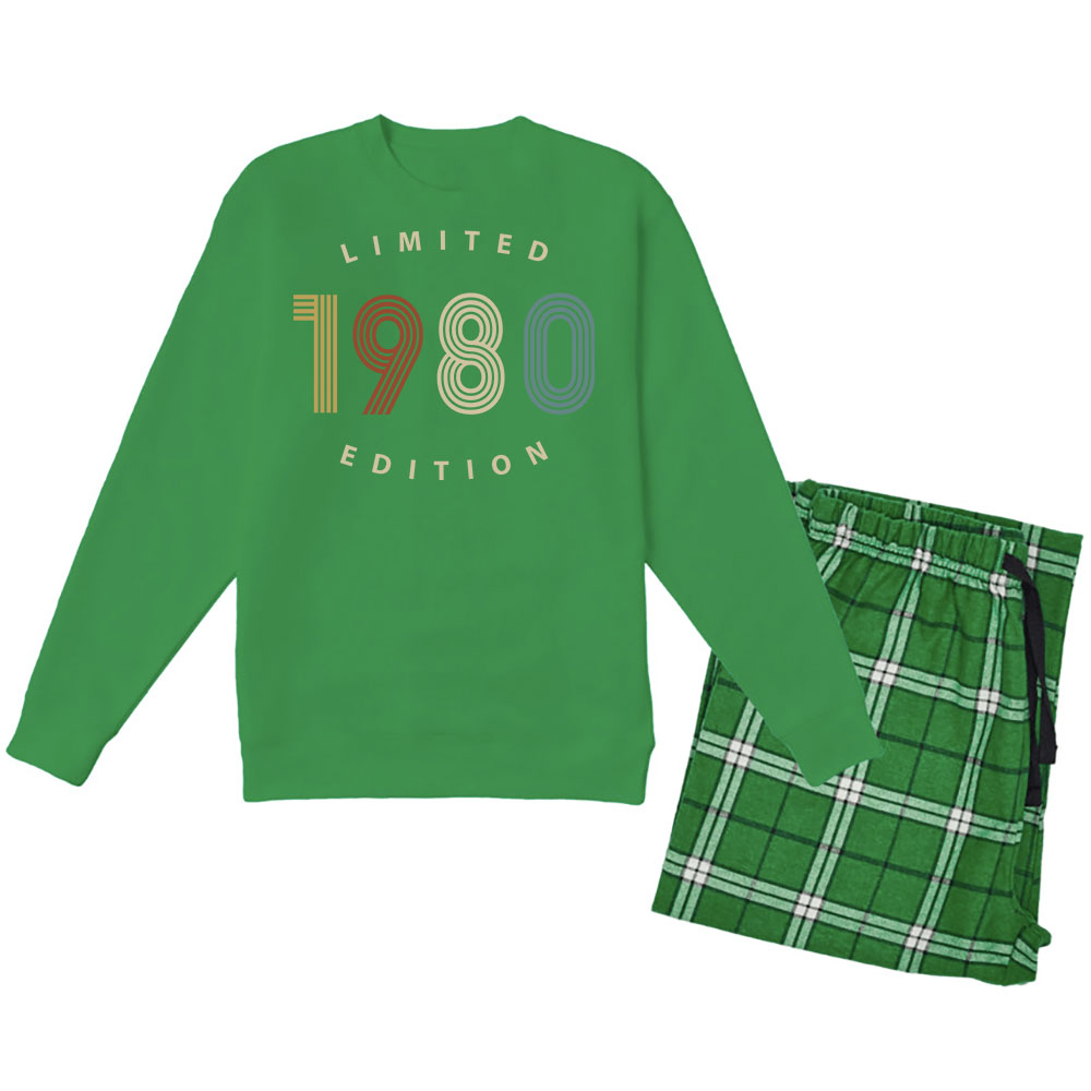 Limited 1980 Birthday Women's Crewneck Sweatshirt and Flannel Pants Set