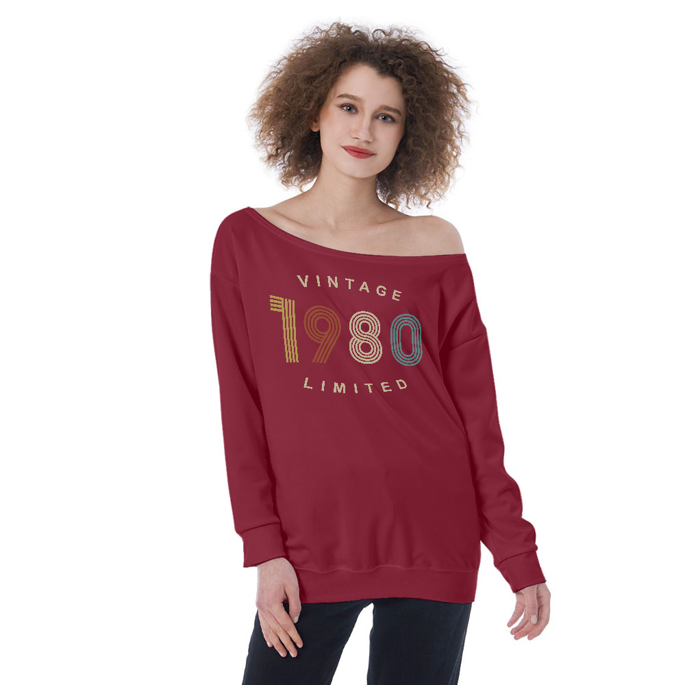 Limited Vintage 1980 Women's Off-Shoulder Sweatshirt - alternate