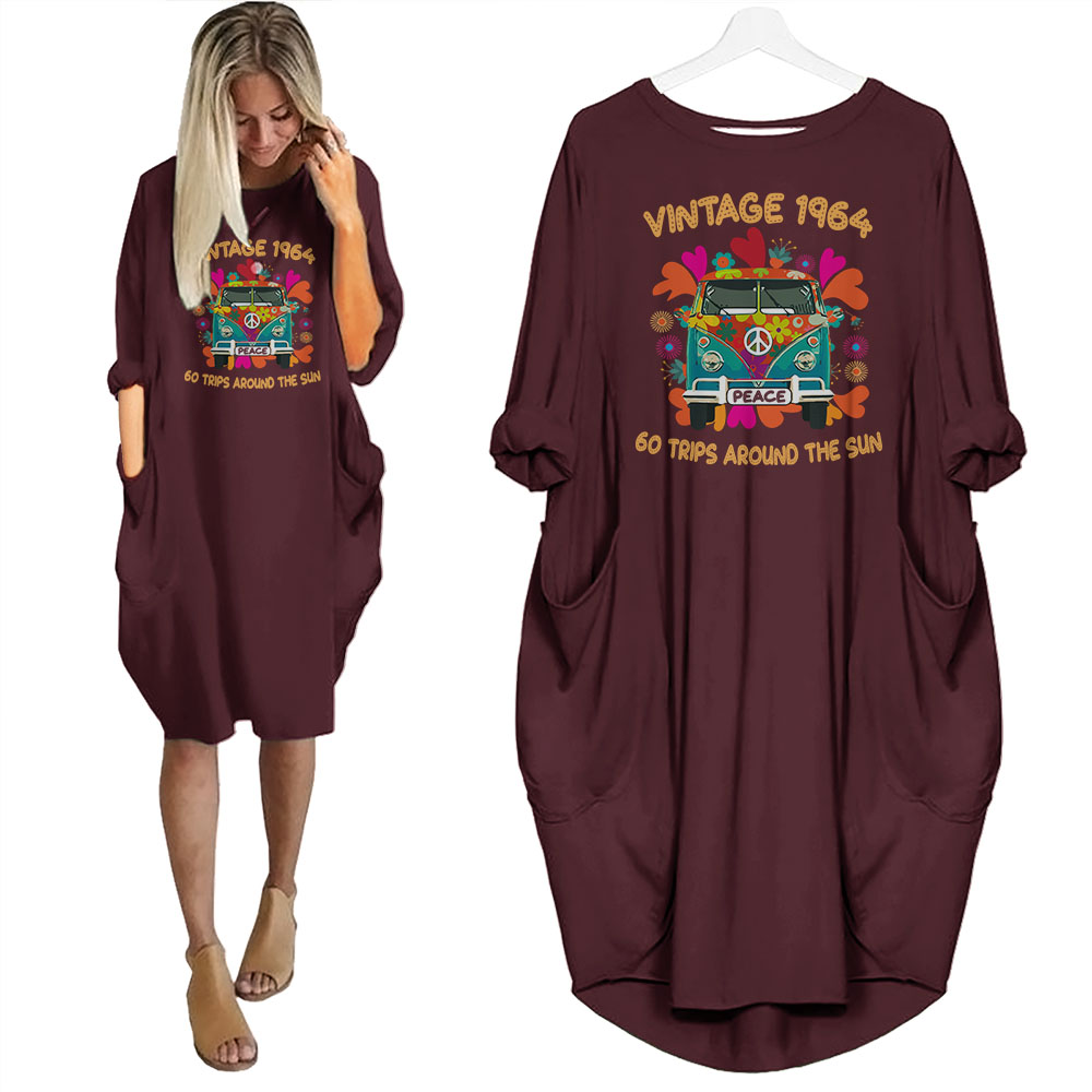 Vintage 1964 Around The Sun Birthday Pocket Dress